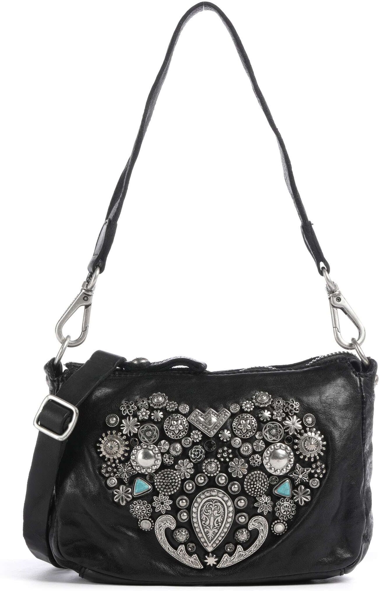 Campomaggi Schultertasche aus Leder, schwarz