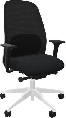 Bürostuhl Interstuhl HEJis3, Synchronmechanik, Armlehnen, FlexGrid-Lordosenstütze, Netzrücken, Flachsitz, schwarz/weiß