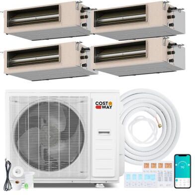 Costway X-Pro 35000 BTU 4 Zone 22.5 SEER2 Concealed Ducted Mini Split AC-9K + 9K + 9K