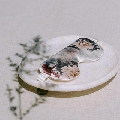KIM + ONO Keina Washable Silk Eye Mask   Floral Padded Eye Mask - white