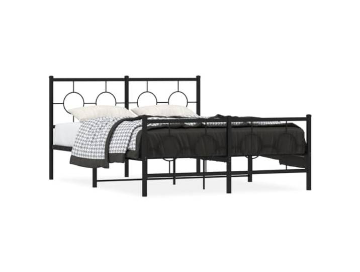 PUGYNBK Bettgestell aus Metall, Schwarz, 135 x 190 cm Mit Kopfteil und Fußteil, Stahlleisten, Platz unter der Aufbewahrung