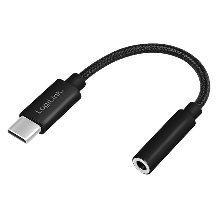 LogiLink Cable USB-C to 3.5mm 0,13m Black (Winkeladapter) (UA0398)