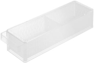 Yamazaki Home Refrigerator Colander with Lid and Divider, Plastic, Lid - L 4.33 x W 14.76 x H 3.35 inches