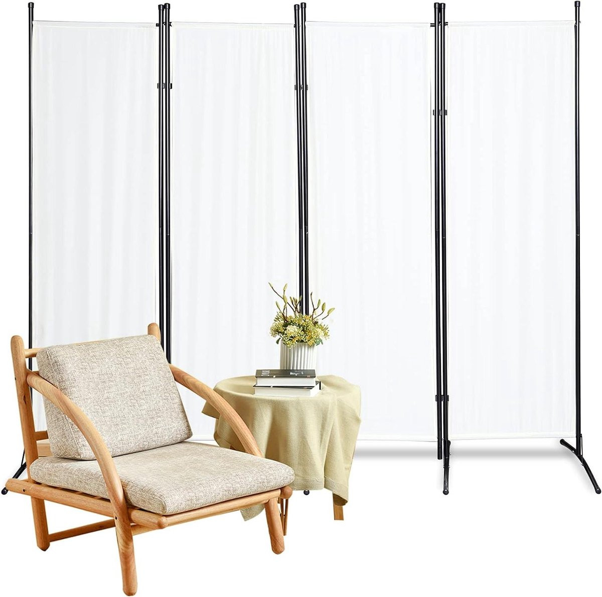 Opvouwbaar Paravent Beige - 4-delig Kamerscherm - 200 x 170 cm