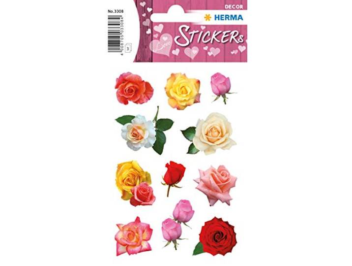 HERMA sticker decor rozenbloesem kleurrijk, je ontvangt 1 stuks à 3 vellen