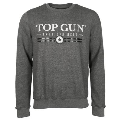 Sweater TOP GUN "TG202011129", Herren, Gr. 54XL, grau (charcoal), Obermaterial: 50% Baumwolle, 50% Polyester, Sweatshirts Sweater