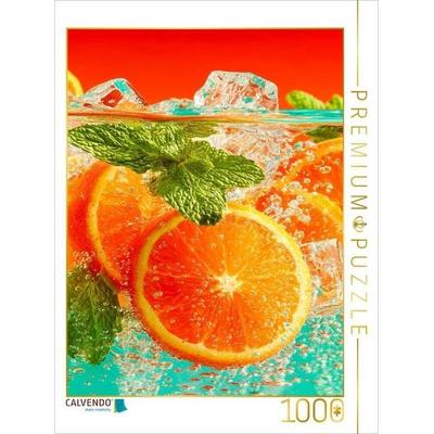 CALVENDO Puzzle Orangen Cocktail mit Eiswürfeln und Minze | 1000 Teile Lege-Größe 64x48cm Foto-Puzzle für glückliche Stunden