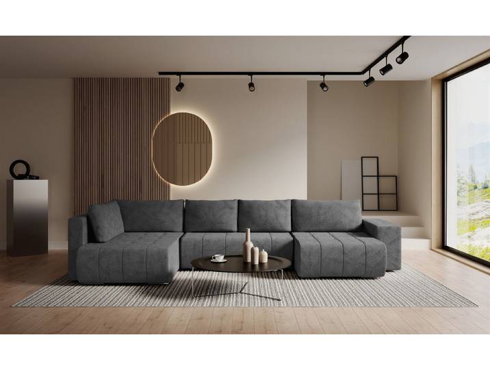 Fun Möbel Wohnlandschaft Sofa FUN BATISTA mit Schlaffunktion in Stoff Blur, Rundumbezug, mit Bettkasten