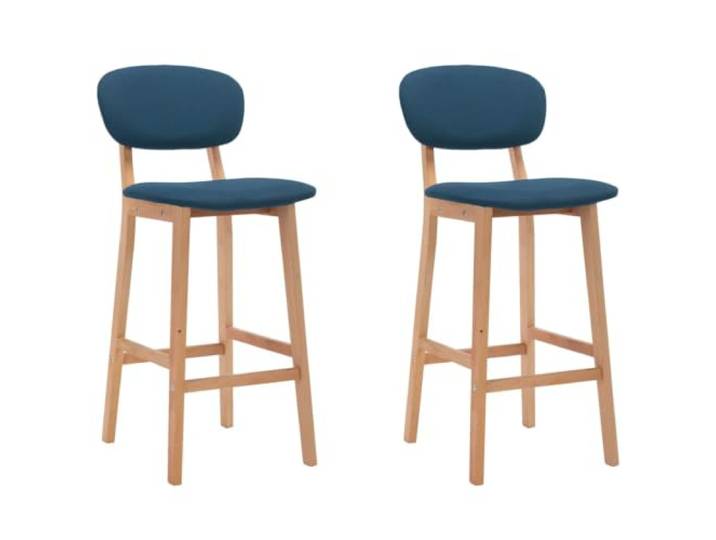 Barhocker, 2 Stück, blauer Stoff, Beine aus massivem Buchenholz, Modernes schlichtes Design, bequeme gepolsterte Sitzfläche, stabiles massives Buchenholz, 110 kg Kapazität