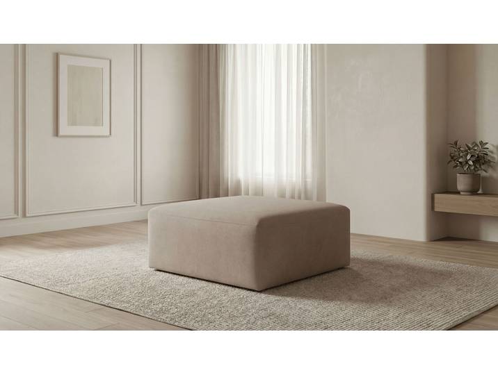 Polsterhocker GOODPRODUCT Kelani , beige (cream), B:93cm H:44cm T:93cm, 100% Polyester, Hocker, Polsterhocker, verschiedene Modifikationen verfügbar