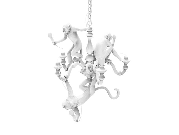 Grosse LED Design Hängelampe „The Monkey Chandelier“ Schwarz Seletti