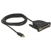 USB 2.0 Adapterkabel, USB-C Stecker > Parallel DB25 Buchse schwarz, 1,8 Meter