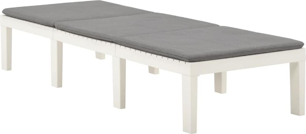 vidaXL Zonnebed met kussen, wit, kunststof