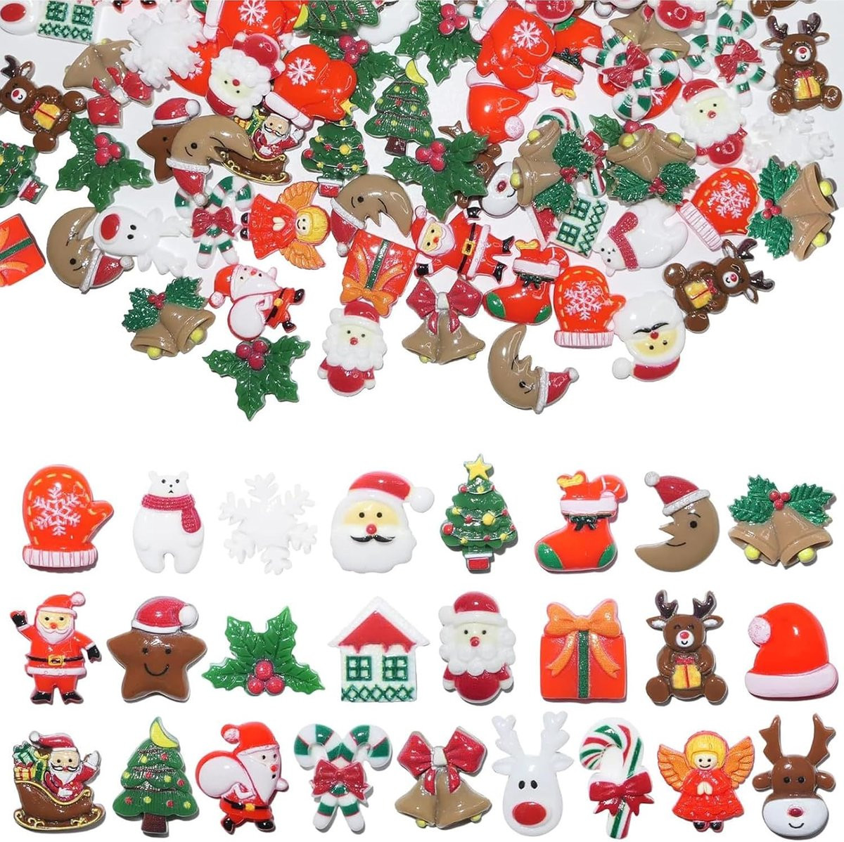 100 stuks Miniatuur Kerst Hars Hangers voor DIY Decoratie