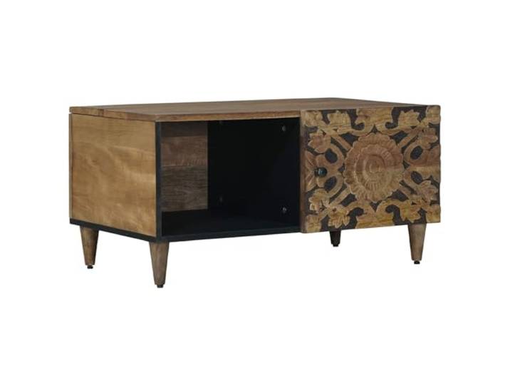 LKJephalotrope Couchtisch Massivholz Mango Rechteckig Braun 80x50x40 cm Stilvoller Beistelltisch aus Echtholz für Wohnzimmer und Gästezimmer, pflegeleichtes Design mit natürlicher Maserung.