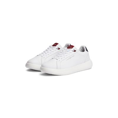 Sneaker TOMMY HILFIGER "LIGHT CHUNKY LEATHER SNEAKER", Herren, Gr. 43, Textil, weiß, blau, rot, Lederimitat, Nappaleder, Schuhe Sneaker, Freizeitschuh, Halbschuh, Schnürer mit TH-Logoprägung