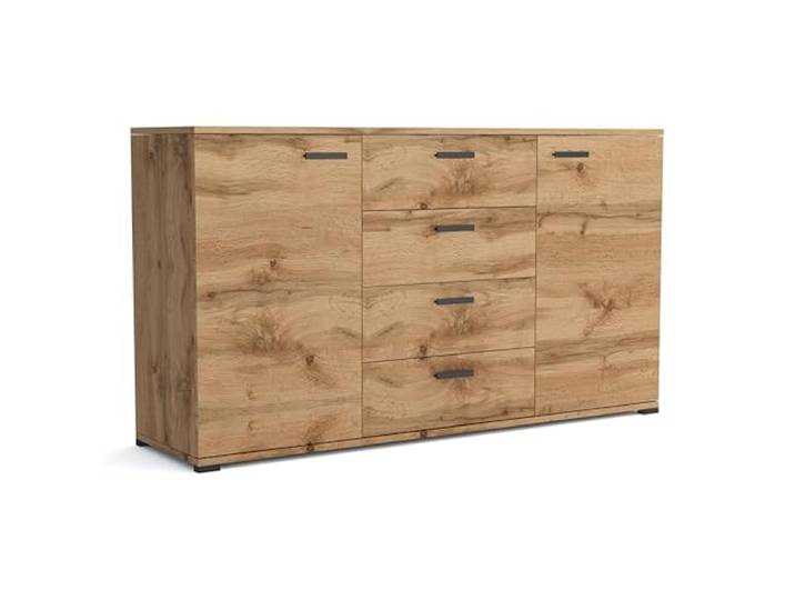 Brent - Kommode mit 4 Schubladen und 2 Turen 150 cm Breit Brixton, Sideboard für Wohnzimmer oder Schlafzimmer, Komodenschrank, Kommode Wotan Eiche