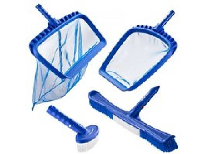 VEVOR Reinigungsset für Pools inkl. 2 abnehmbaren Bürstenköpfen (51/14 cm) & 2 Pool-Skimmernetzen, Reinigungswerkzeugset für eingebaute/oberirdische Pools für Blätter, feines Netz, keine Stangen