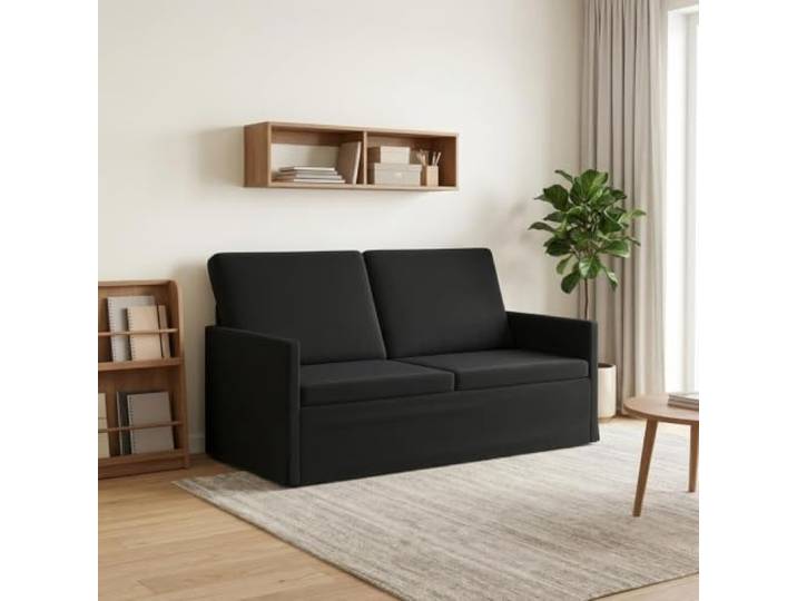 2-Sitzer Sofa Schwarz 150 x 81 x 82 cm Samt Metallrahmen,Kissenrücken,eckige Form,Samt-Oberfläche,Wohnzimmer,Couch