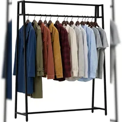DELUKE Kleiderständer FRITZ 120x35x150cm, Metall, Schwarz Kleiderstange Jackenständer Klamottenständer