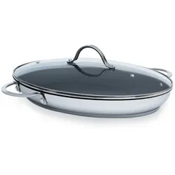 Kelomat Fischpfanne Perfekt 38x26 cm mit Glasdeckel Edelstahl Induktion