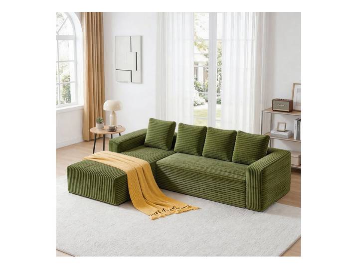 MIBODE Ecksofa Cloud Ecksofa L-Form Modular Grün