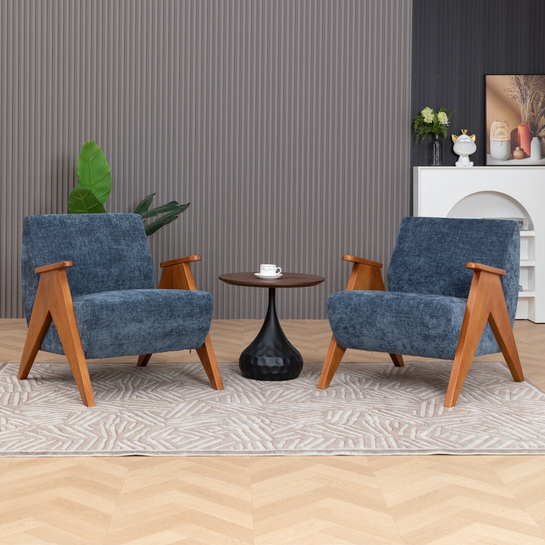 Blue Elephant 69.9Cm Wide Chenille Armchair Blue Chenille 76.2cm H X 69.9cm W X 77cm D
