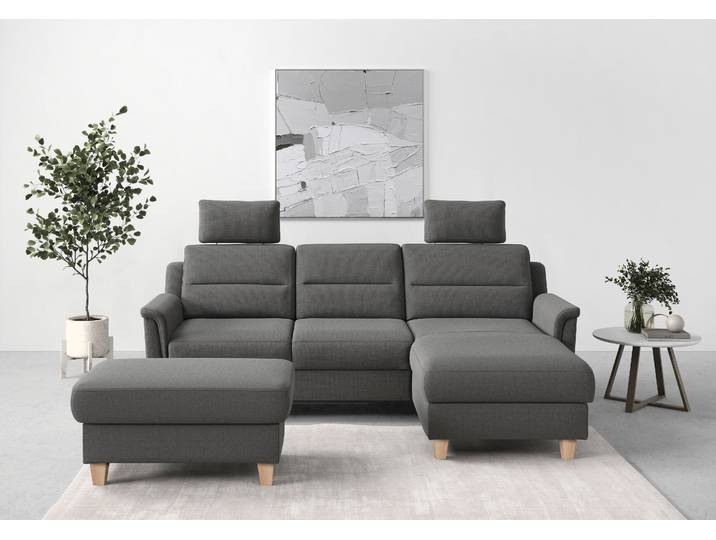 Ecksofa, Luxus-Microfaser Paris, Grau, 234×90×168 cm, Recamiere Rechts, Federkern