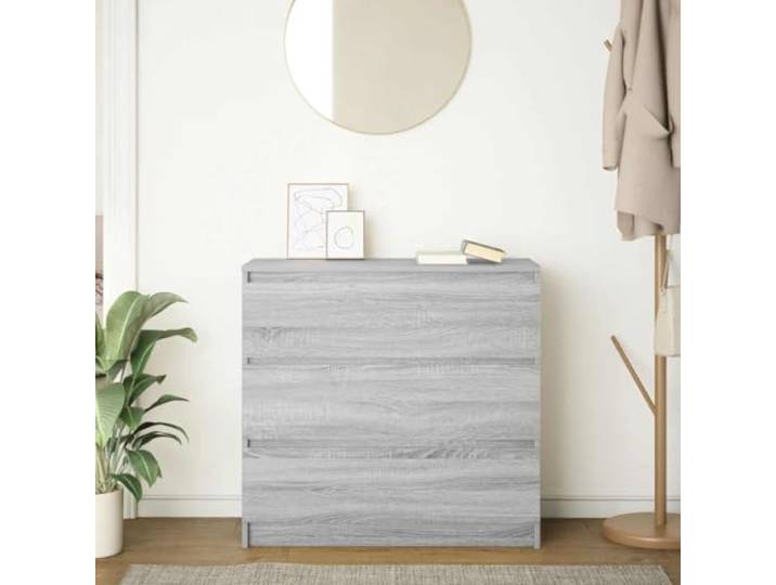 KTHLBRH Sideboard Grau Sonoma 80 x 35 x 76 cm Technisches Holz 3 Schubladen, 60 kg Fassungsvermögen, robuste Platte, einfache Reinigung, vielseitig einsetzbar im Haushalt