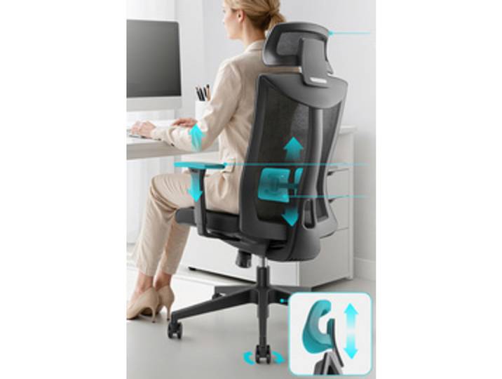 Fauteuil de bureau, dossier en mesh, noir