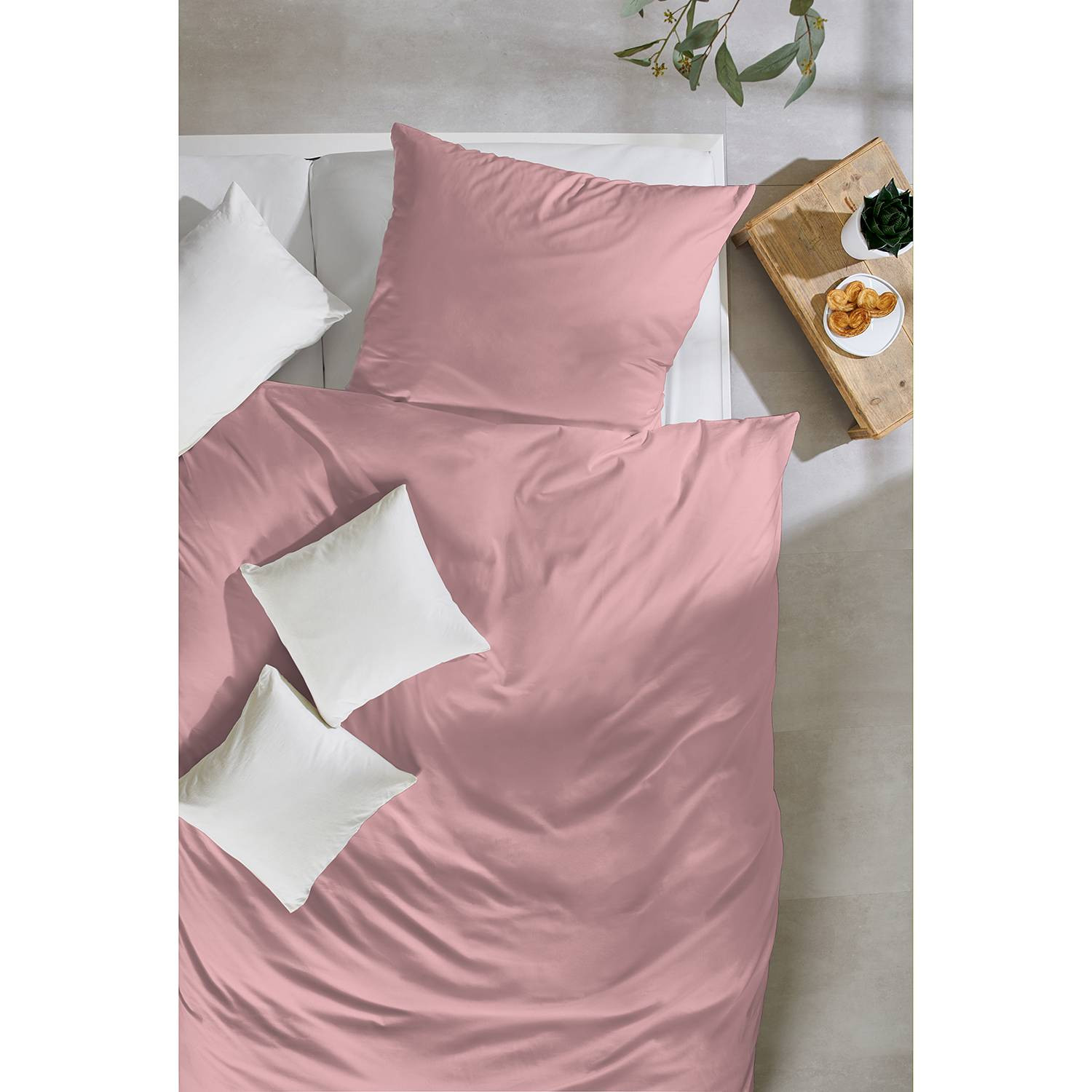 home24 Bouvieres Beddengoed Set met Dekbedovertrek en Kussensloop, Roze