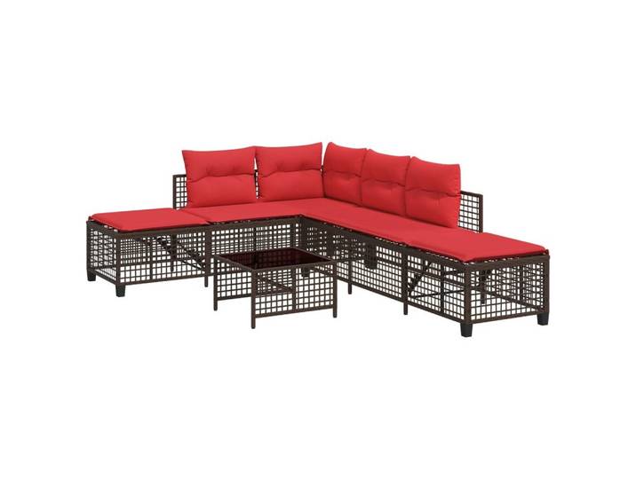 vidaXL Loungesofa 3-teiliges Ecksofa-Set für den Garten mit Kissen, braun, Polyrattan, 1 Teile