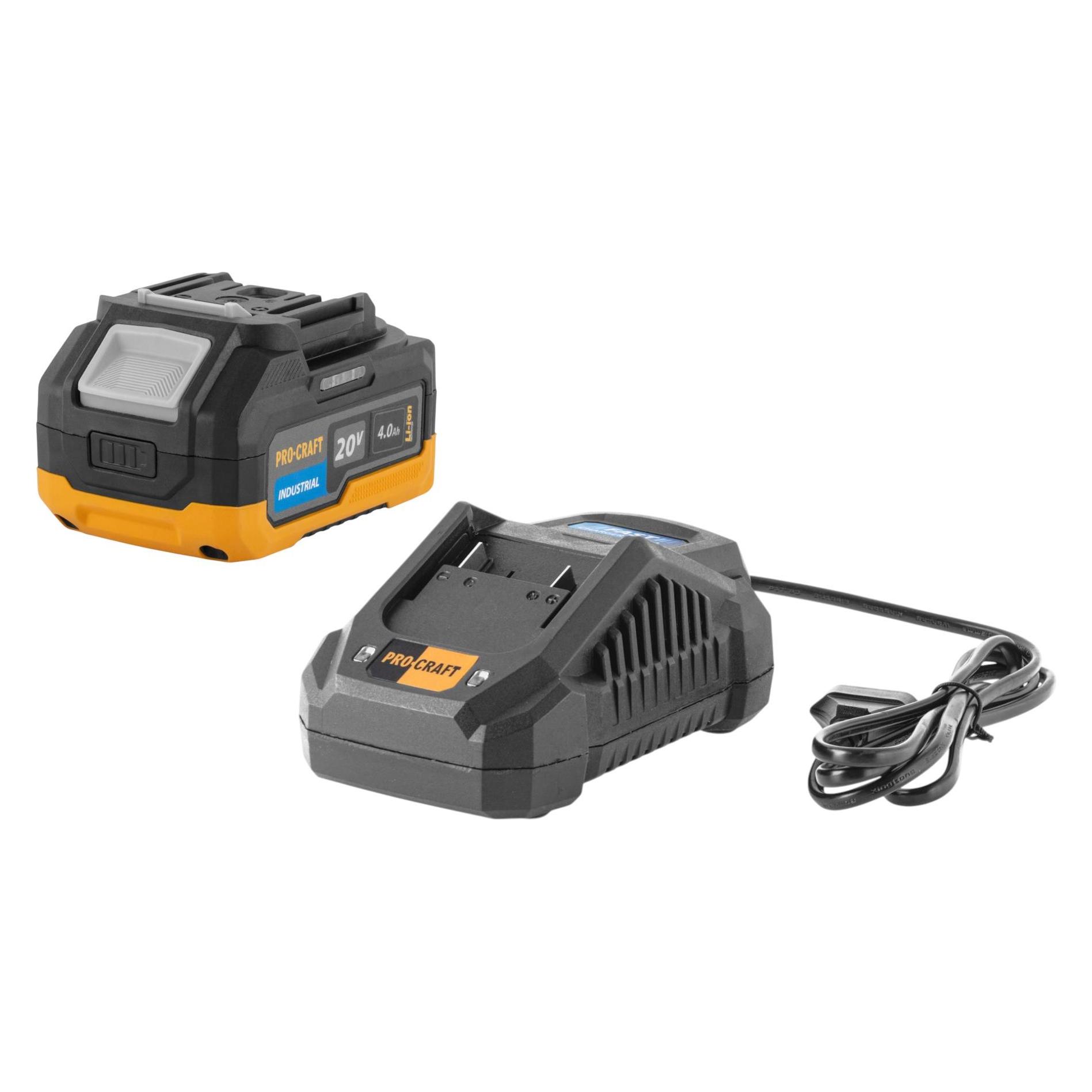 Procraft Starter Set 20 V 20/4A Schnell Ladegerät + 1x 20/4 Industrial Akku 4,0 Ah (20 V) (69701723)