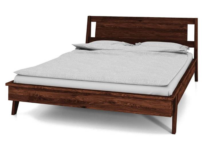 Natur24 Bett Bett Jetro Wildeiche massiv choco 180x200 mit Holzkopfteil