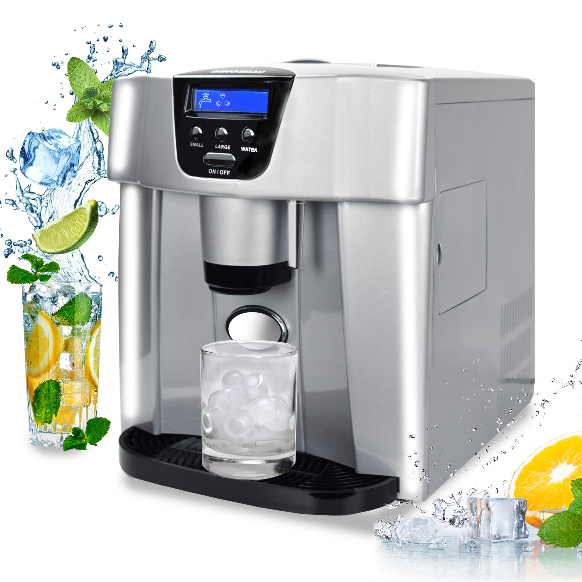 Syntrox Germany Eiswürfelmaschine 2-in-1 mit Eiswasserfunktion 15kg silber