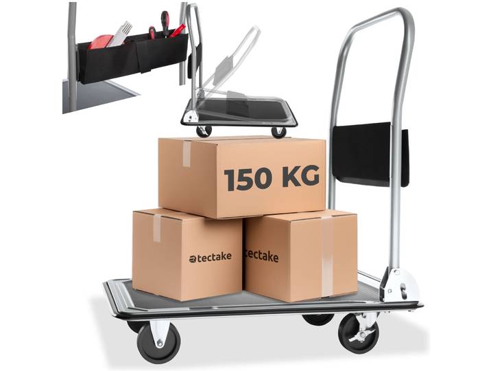 Plattformwagen mit Bremsen - schwarz, 150 kg