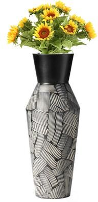Uniquewise Trumpet Classic Style Straight Designed Table Vase for Entryway Dining or Living Room, Ceramic Black