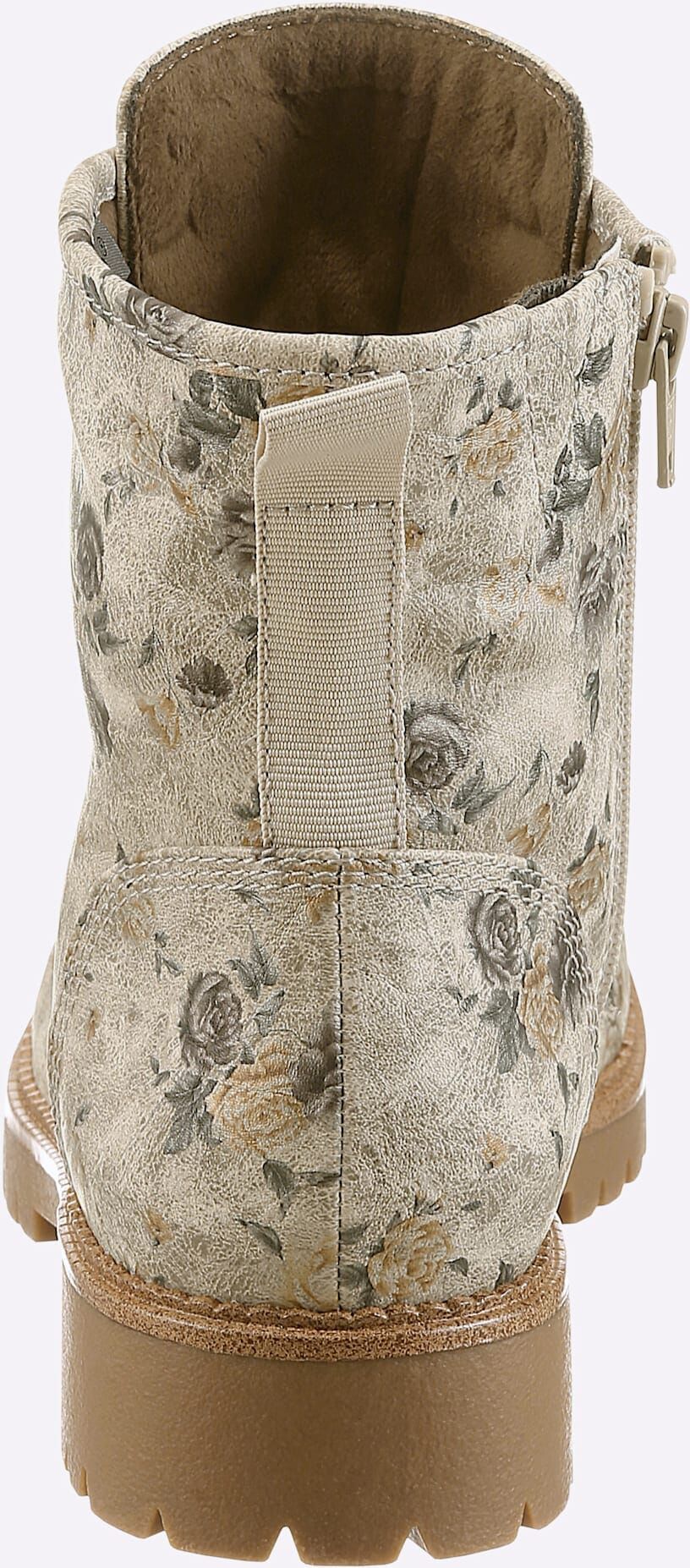 Stiefelette JANA, Damen, Gr. 38, Textil, beige (beige, geblümt), Synthetik, Schuhe Stiefelette
