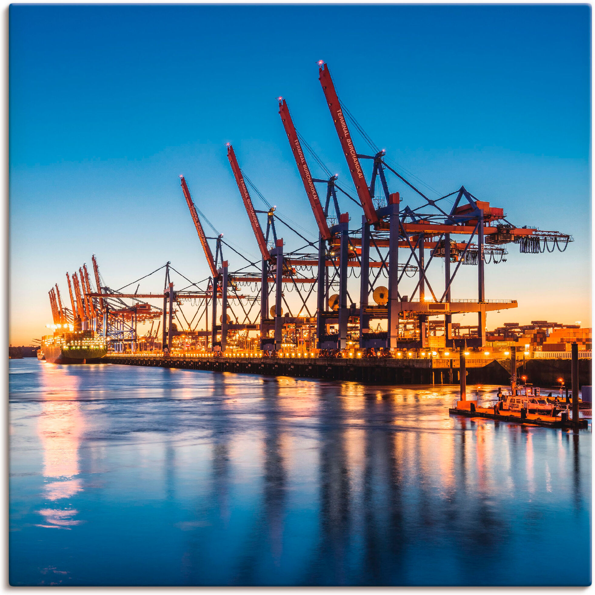 Leinwandbild ARTLAND "Hamburg Container Terminals", beige (farbe bild(er): naturfarben), B:40cm H:40cm, Bilder, Leinwandbild, auf Holzrahmen gespannt farbe bild(er): naturfarben B/H/T: 40cm x 40cm, Leinwandbild Deutschland quadratisch, 1 Stk.