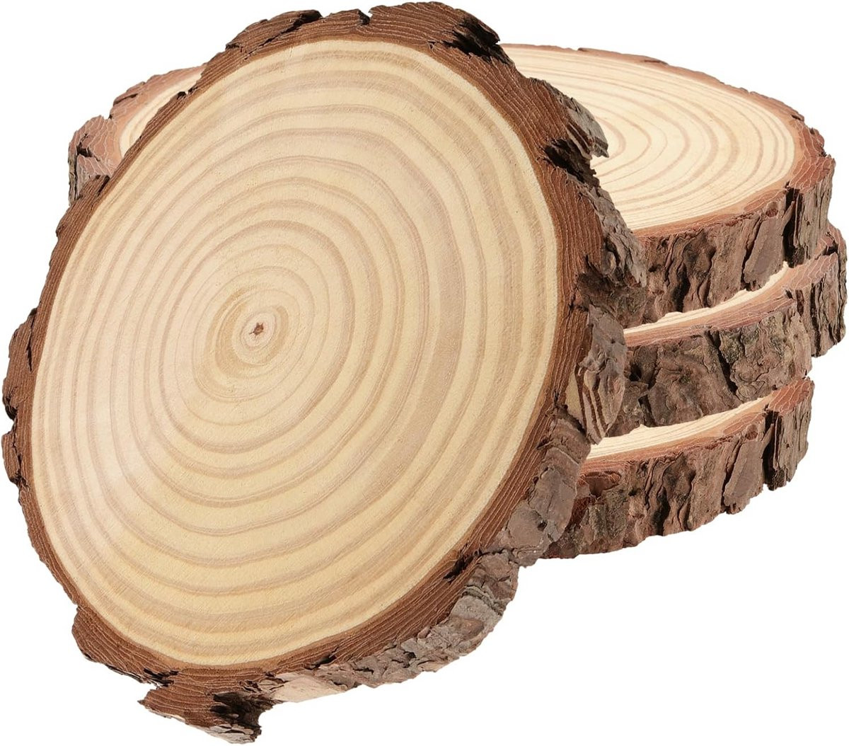 4 Stuks Onbehandelde Houten Schijven voor Knutselen en Decoratie, Diameter: 18-20 cm