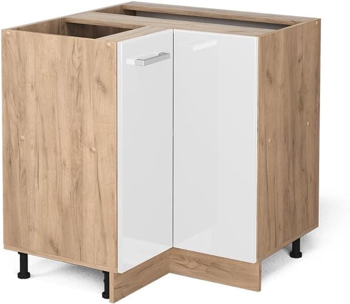 Wit hoogglans modulaire keukenkast hoekkast voor het opbergen van keukenspullen