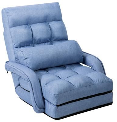 Costway Folding Lazy Floor Chair Sofa with Armrests and Pillow-Blue