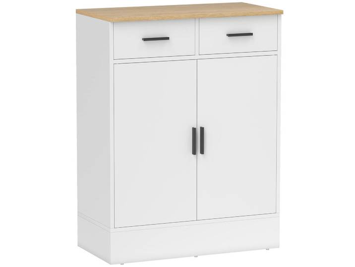 Homcom Kommode mit Stauraum, 2 Schubladen, verstellbar, Weiß, Mehrfarbig, Holzwerkstoff, 35x90.3x68.6 cm, Kleinmöbel, Kommoden, Sideboards