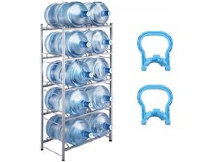 VEVOR Wasserkrughalter mit 5 Ebenen, 5-Gallonen-Wasserflaschenhalter, zweireihiges Wasserflaschenregal für 10 Flaschen, robustes Wasserkrugregal für Küche, Büro, Wohnzimmer, Silbergrau