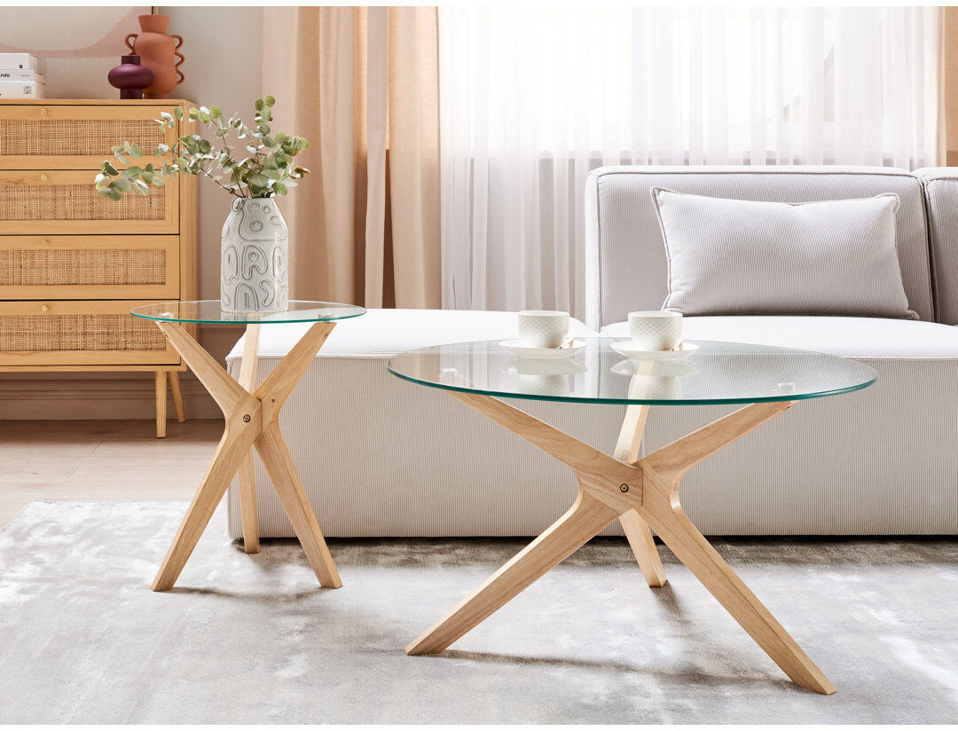 Metro Avrumy Cross Legs Coffee Table Transparent 46cm H X 80cm W X 80cm D