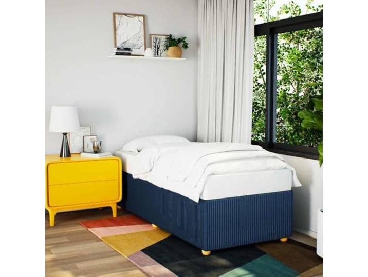 RJPLMFV Bettgestell, Blau, 100 x 200 cm, Stoff Ohne Matratze, inklusive Lattenrost, robuste Füße, weiches und atmungsaktives Polyester