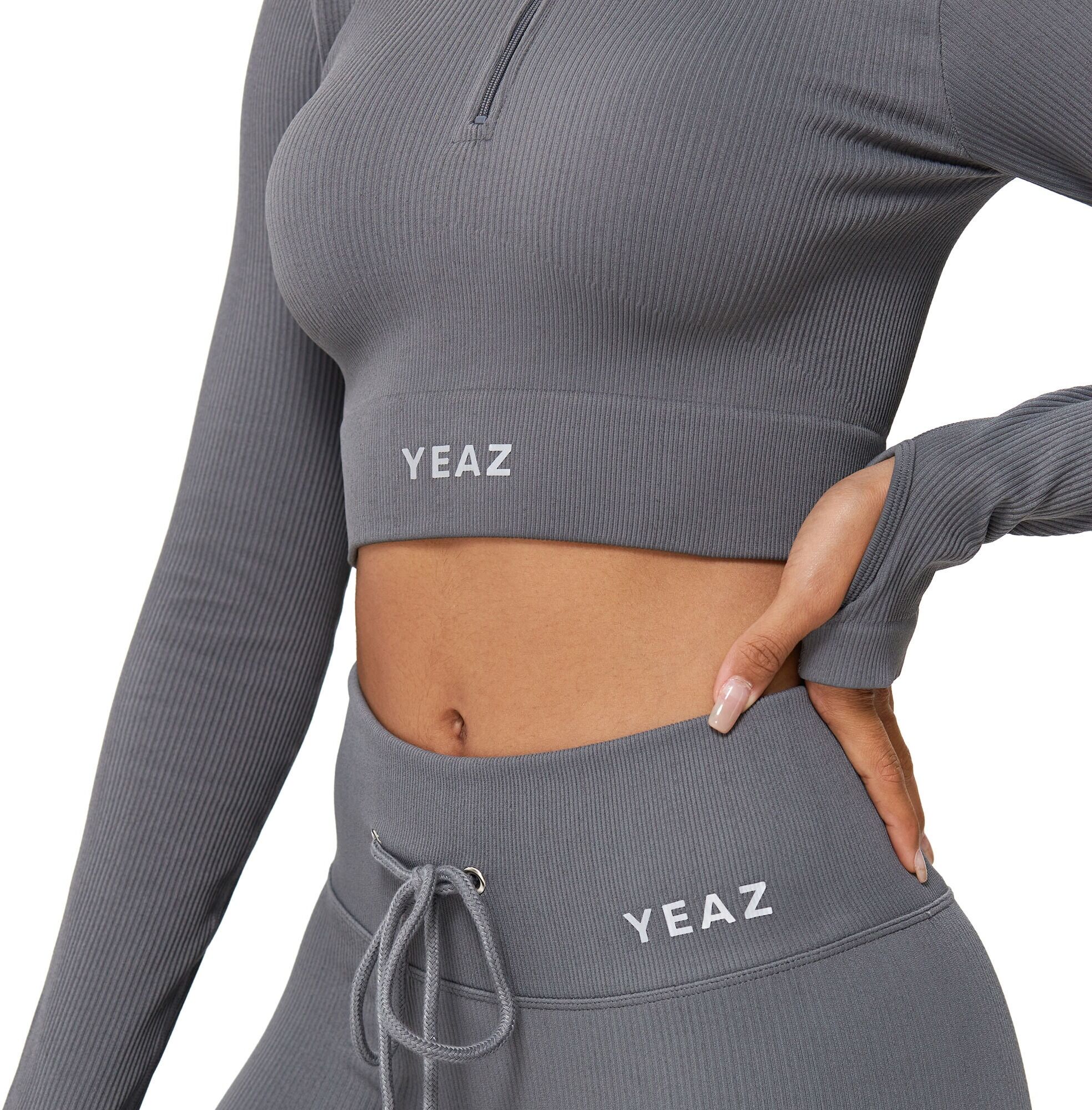 Sporttop YEAZ "Top RUNWAY", Kinder, Gr. S, grau, Obermaterial: 87% Nylon NY. 13% Elasthan EL., Tops Sporttop