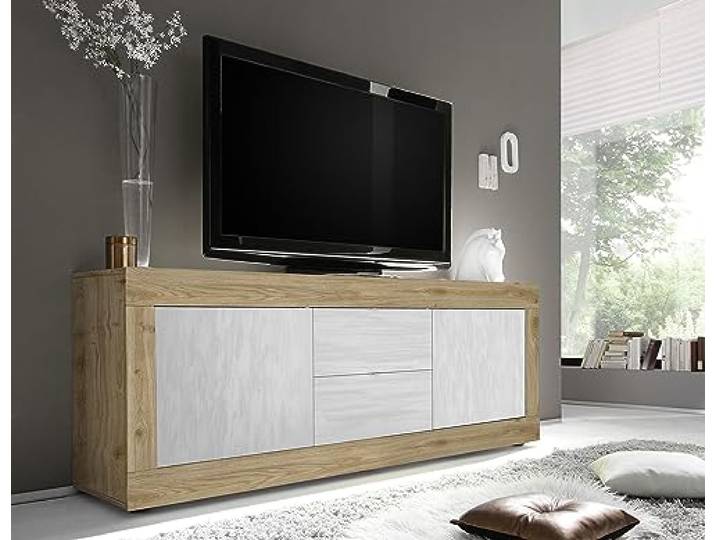 TV-Board >Belinda< in Eiche Cadiz/Weiss - 210x66x43cm (BxHxT)