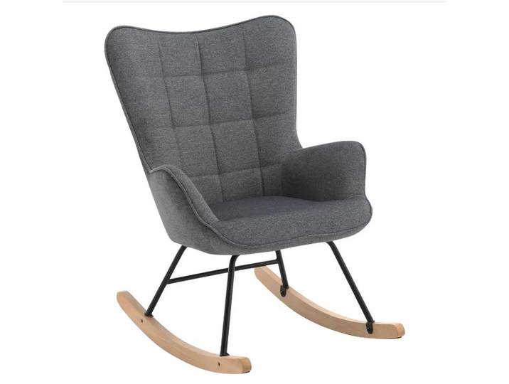 Oxeza Schaukelstuhl Dunkelgrau Samt mit Hoher Rückenlehne, Mode, 65x95x67.5 cm, Wohnzimmer, Sessel, Schaukelstühle