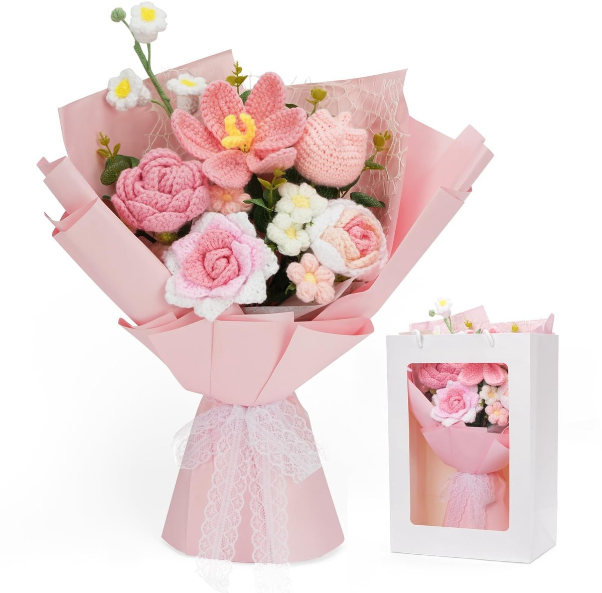 Dailygoods Handgemaakt Gehaakt Bloemenboeket - Kunstbloemen Decoratie